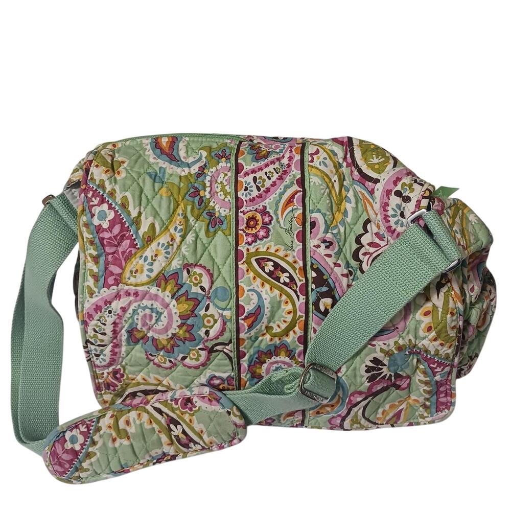 Vera Bradley tutti frutti paisley weekender tote bag quilted green paisley as is